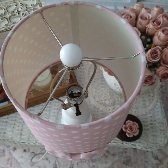 Pink Polka Dot Lamp with Bow - Picture 3 of 5